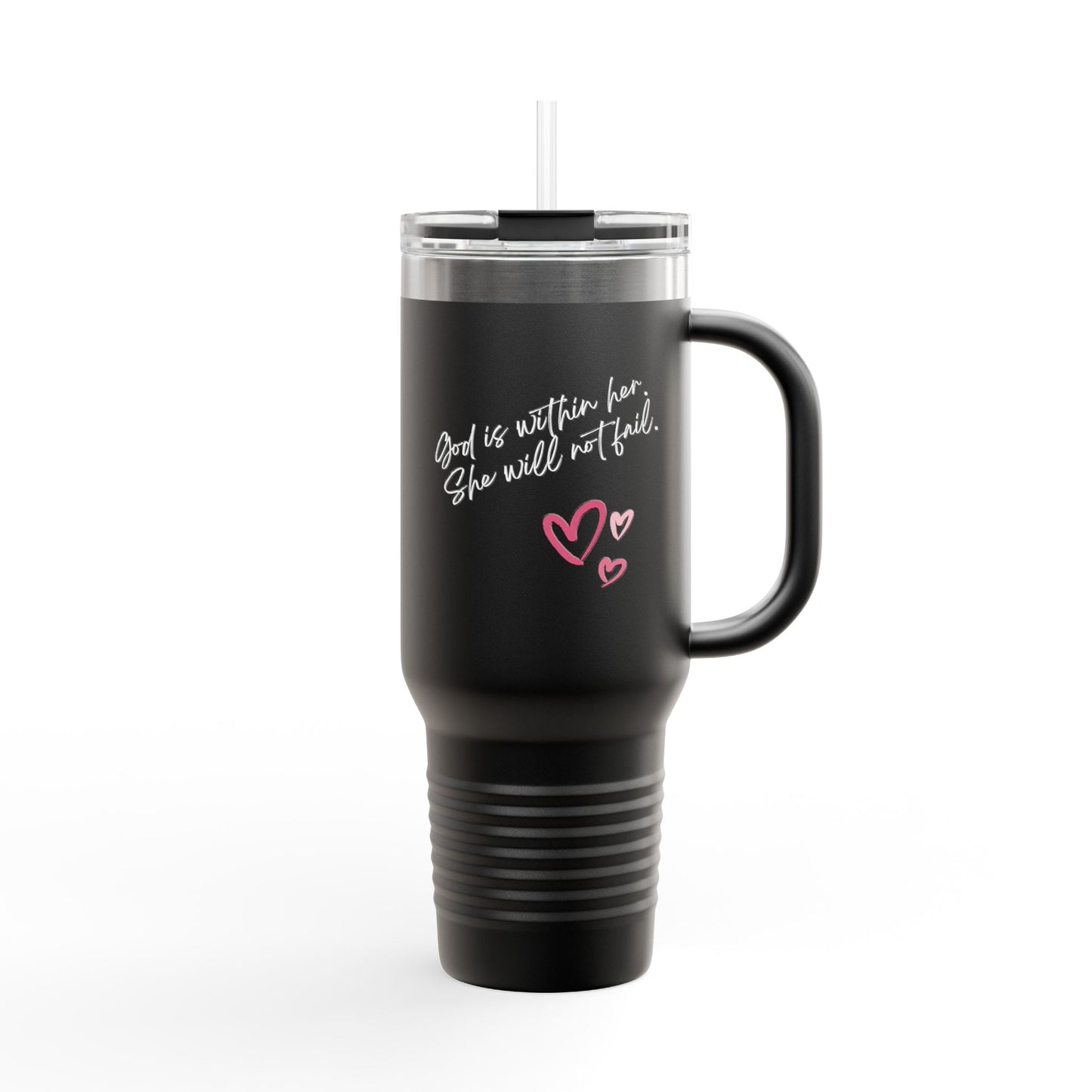 God is Within Her Christian Bible Verse Insulated 40 oz Tumbler with Handle, Lid and Straw