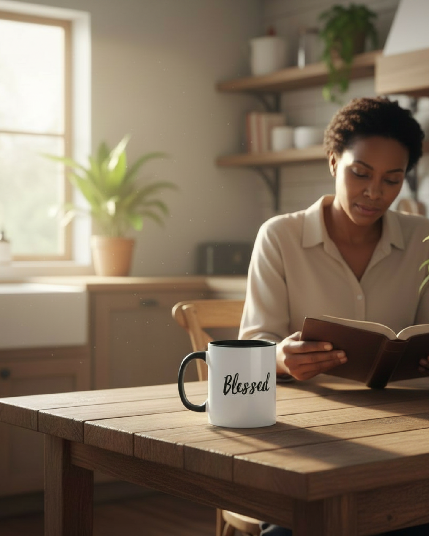 Blessed Ceramic 11oz Mug Two Toned Black and White Christian Gift