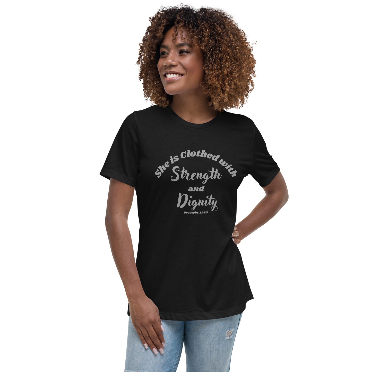 Women's She Is Clothed With Strength & Dignity Proverbs 31 Christian Tee