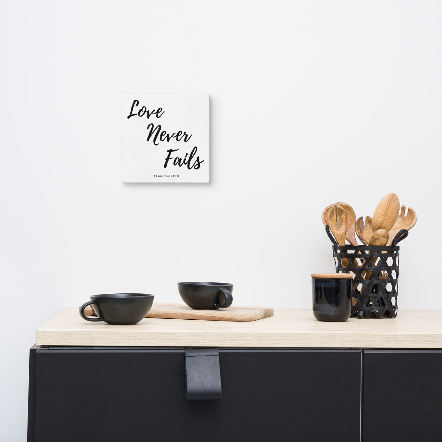 Love Never Fails 8 X 8 Christian Bible Verse Wall Canvas
