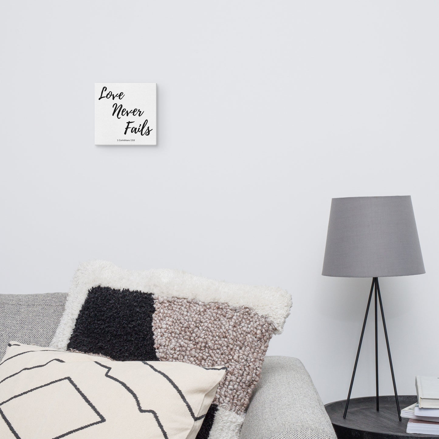 Love Never Fails 8 X 8 Christian Bible Verse Wall Canvas