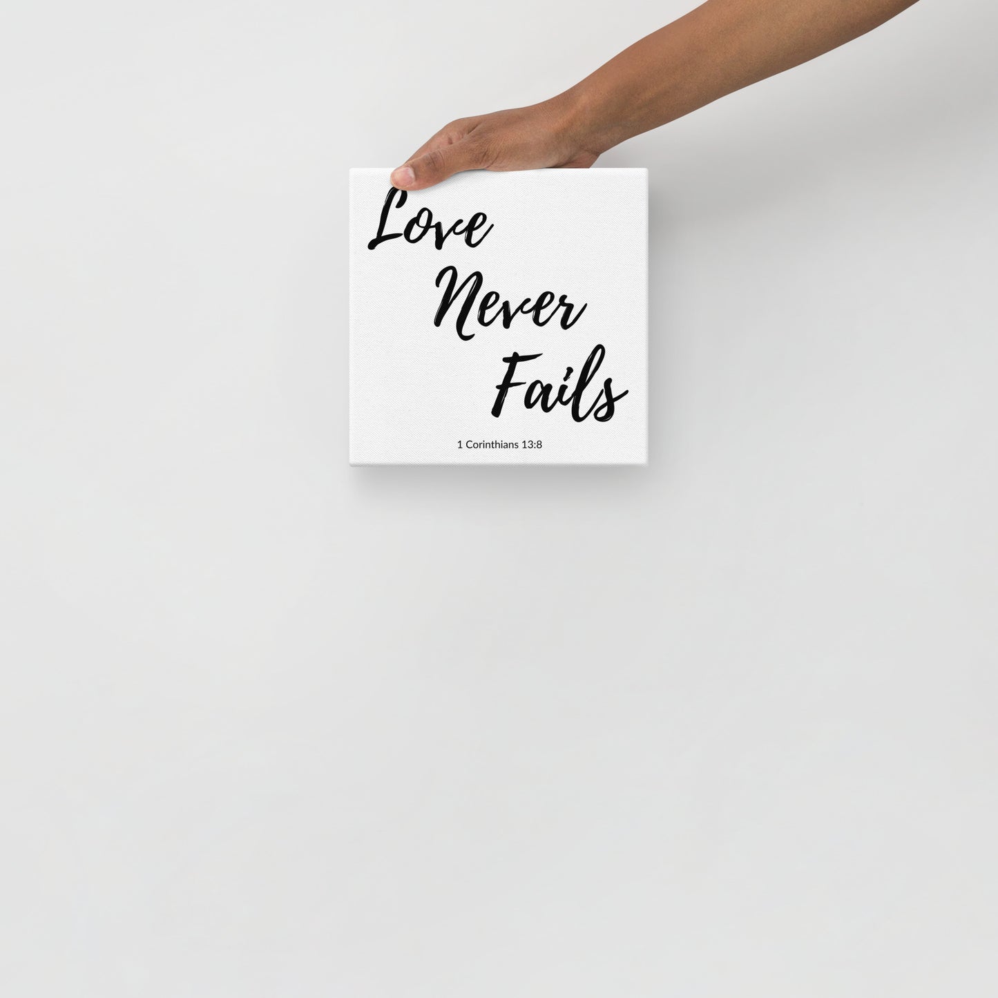 Love Never Fails 8 X 8 Christian Bible Verse Wall Canvas