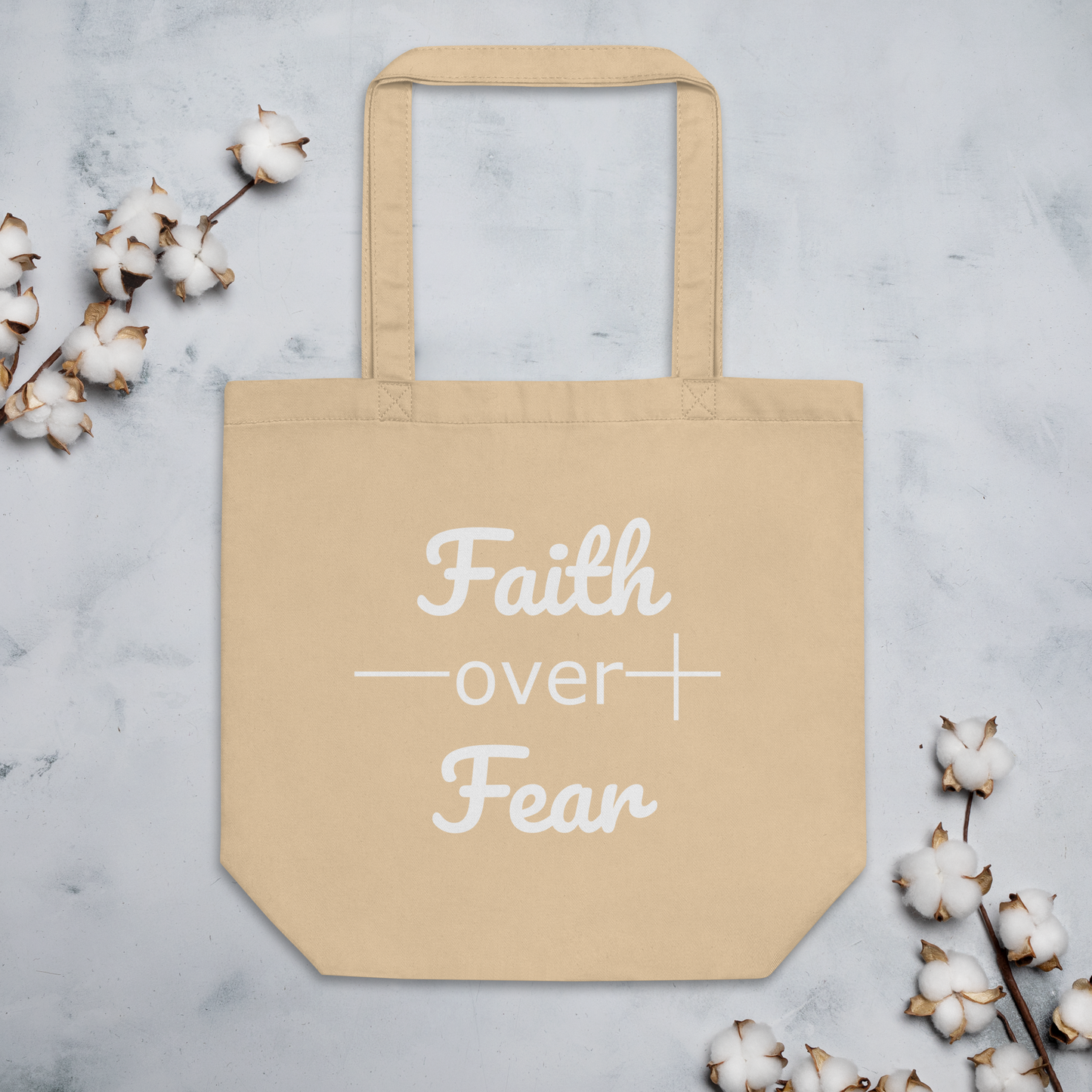 Faith Over Fear Christian Bible Verse Inspirational Eco Tote Bag