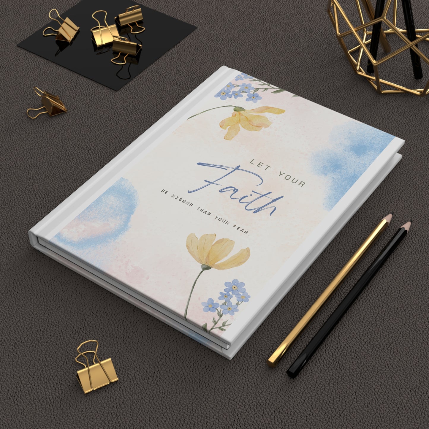 Faith Over Fear Inspirational Floral Hardcover Journal, Faith Journal, Gift for Students, Watercolor Notebook, Prayer Journal, Self-Care Diary