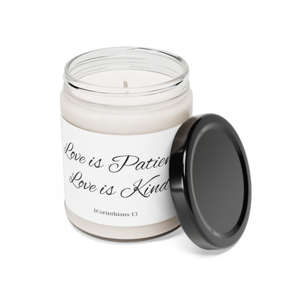 Love is Patient Love is Kind Scented Soy Wax Christian Scripture 9oz Jar Candle