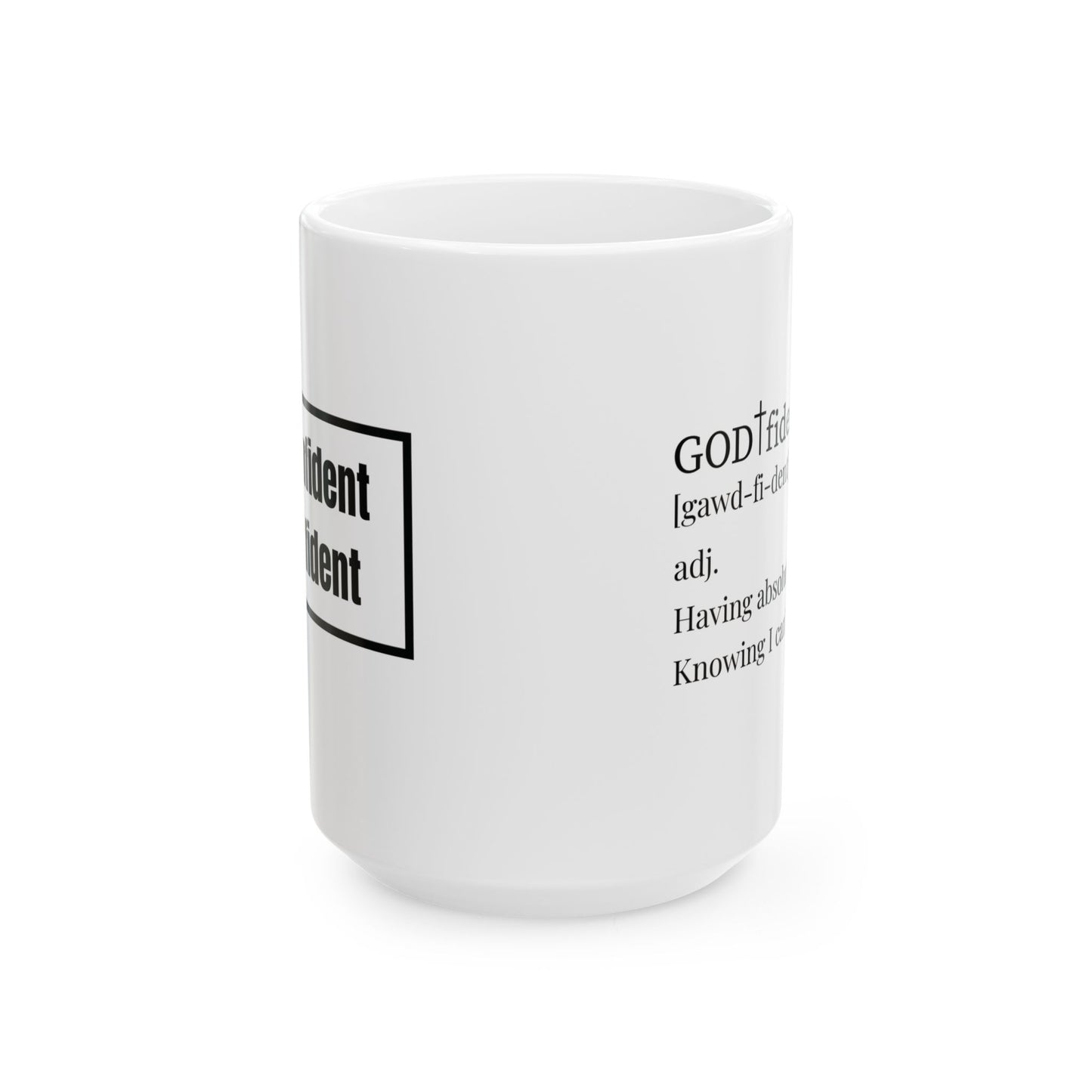 Not Confident, Godfident Christian Coffee Mug | Inspirational Godfidence Cup with Definition | Faith-Based Gift for Women & Men | Motivational Morning Reminder