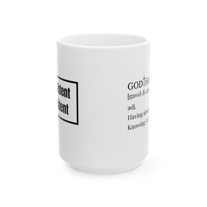 Not Confident, Godfident Christian Coffee Mug | Inspirational Godfidence Cup with Definition | Faith-Based Gift for Women & Men | Motivational Morning Reminder