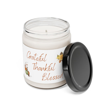 Christian 9oz Soy Wax Candle Autumn Harvest Scent, Grateful Thankful Blessed Fall Candle