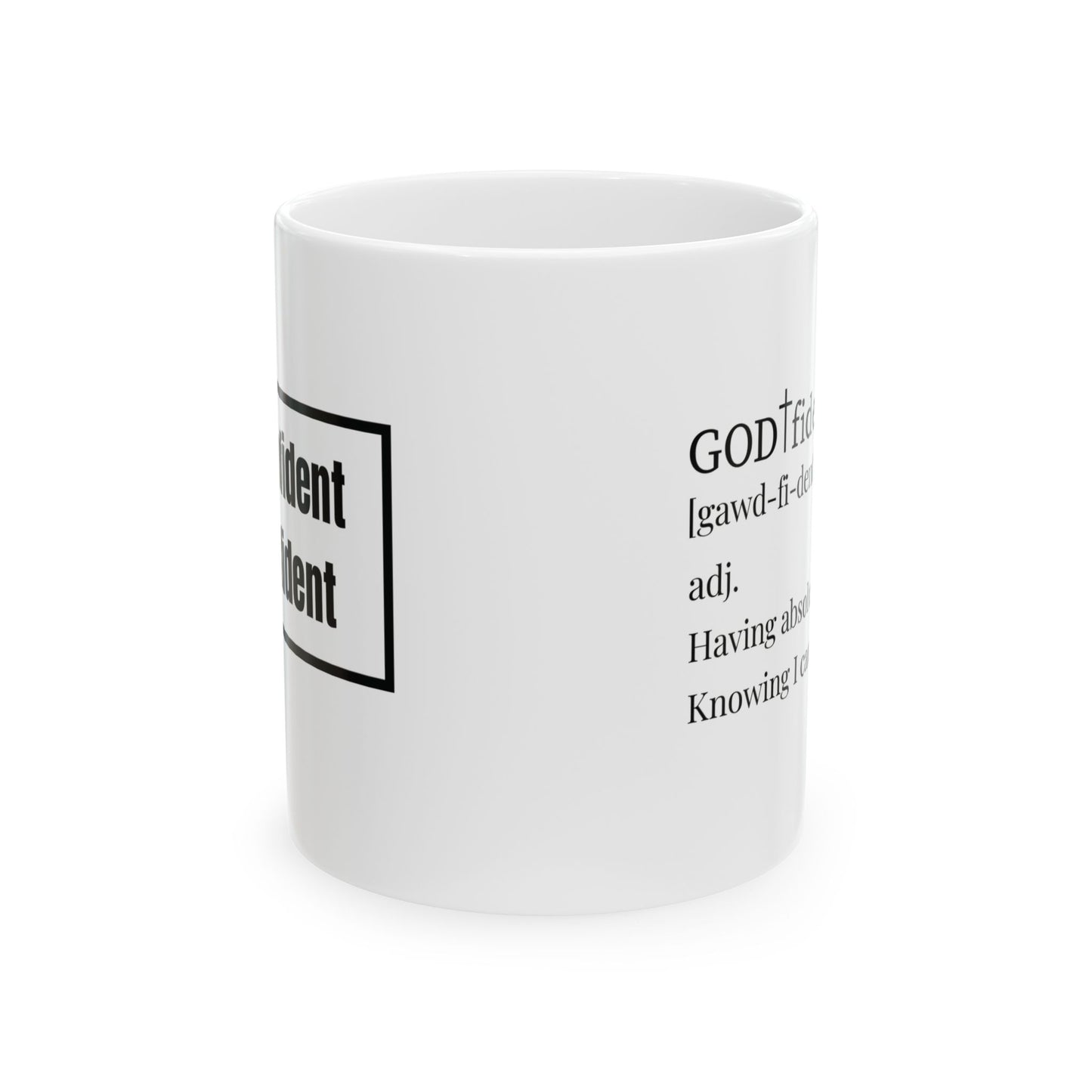 Not Confident, Godfident Christian Coffee Mug | Inspirational Godfidence Cup with Definition | Faith-Based Gift for Women & Men | Motivational Morning Reminder