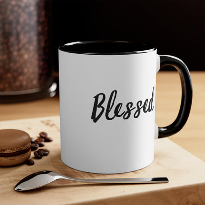 Blessed Ceramic 11oz Mug Two Toned Black and White Christian Gift