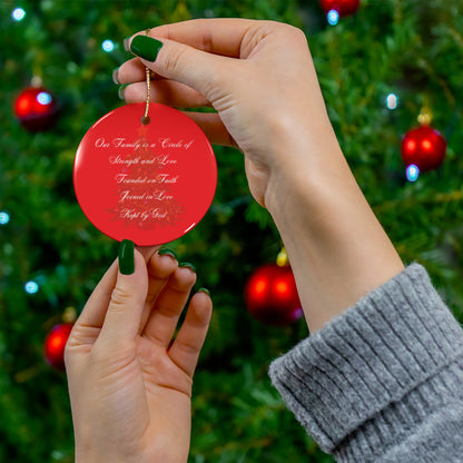 Our Family is a Circle of Strength and Love Ceramic Christmas Ornament