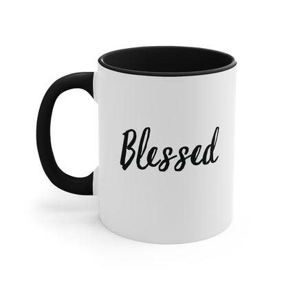 Blessed Ceramic 11oz Mug Two Toned Black and White Christian Gift