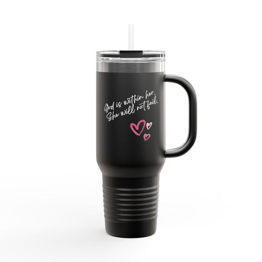 God is Within Her Christian Bible Verse Insulated  40 oz Tumbler with Handle, Lid and Straw