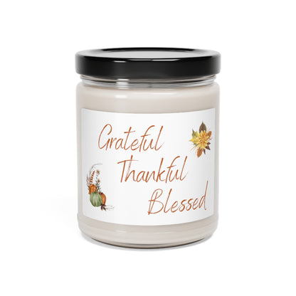Christian 9oz Soy Wax Candle Autumn Harvest Scent, Grateful Thankful Blessed Fall Candle