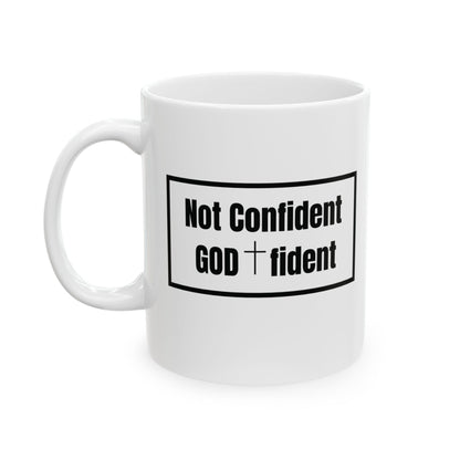 Not Confident, Godfident Christian Coffee Mug | Inspirational Godfidence Cup with Definition | Faith-Based Gift for Women & Men | Motivational Morning Reminder