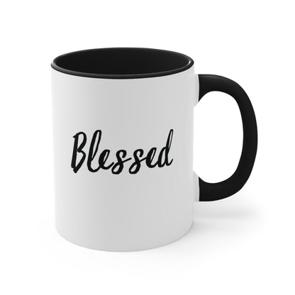 Blessed Ceramic 11oz Mug Two Toned Black and White Christian Gift