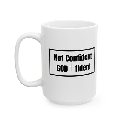 Not Confident, Godfident Christian Coffee Mug | Inspirational Godfidence Cup with Definition | Faith-Based Gift for Women & Men | Motivational Morning Reminder