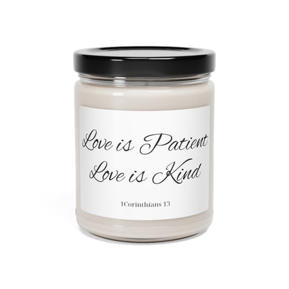 Love is Patient Love is Kind Scented Soy Wax Christian Scripture 9oz Jar Candle