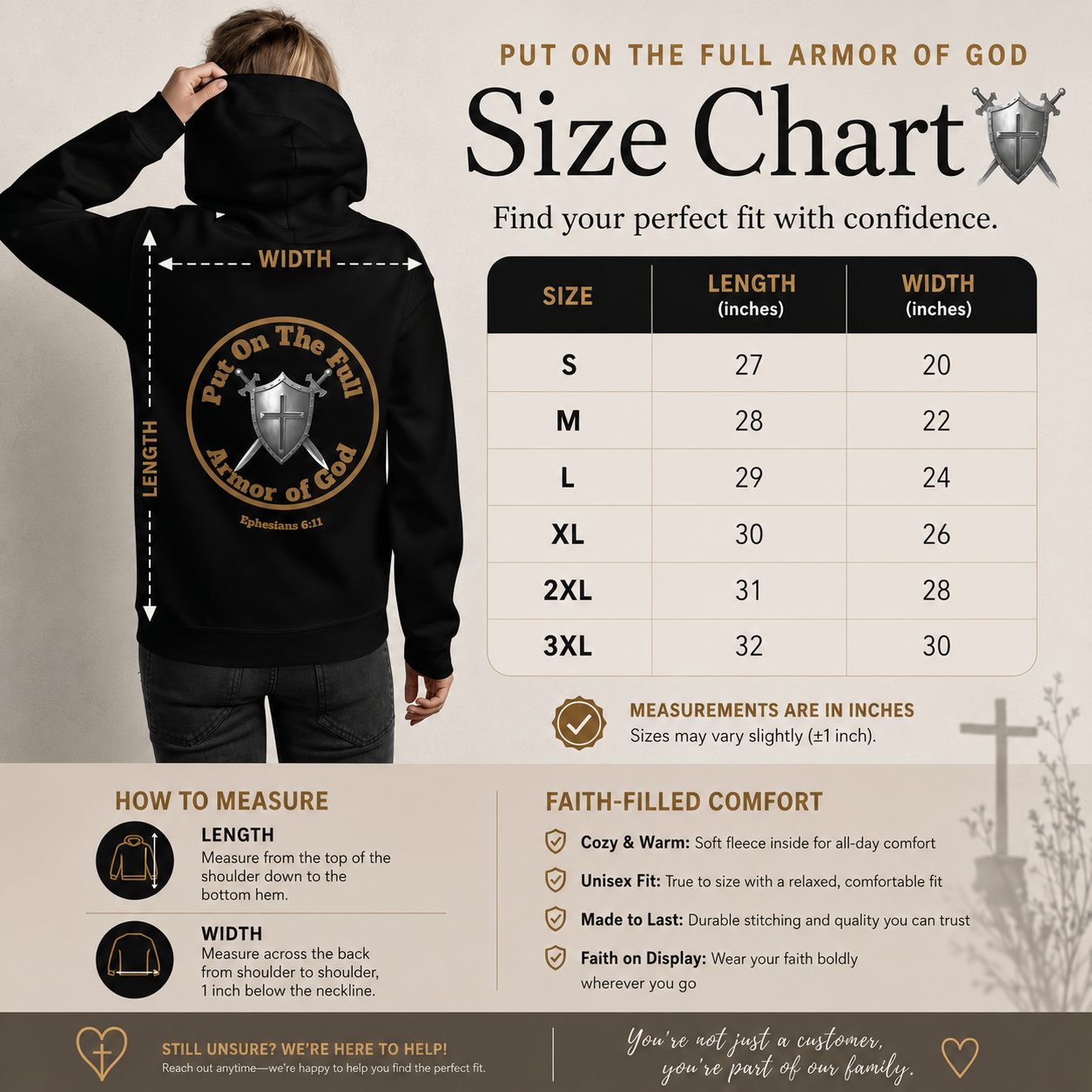 Christian Hoodie Put on the Full Armor of God Ephesians 6:11 Unisex Hoodie