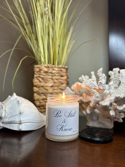 9oz Scented Soy Wax Jar Candle Christian Scripture Be Still and Know Psalm 46:10