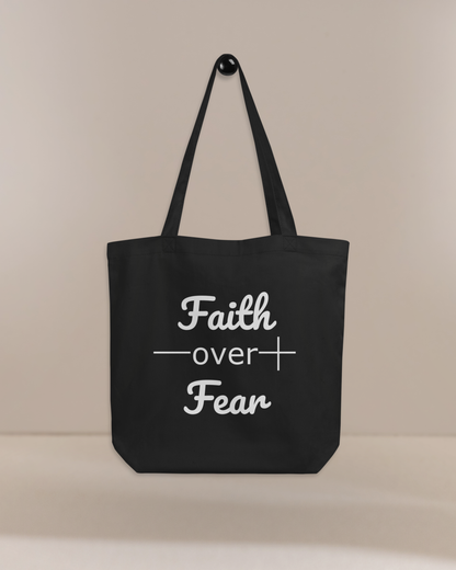 Faith Over Fear Christian Bible Verse Inspirational Eco Tote Bag