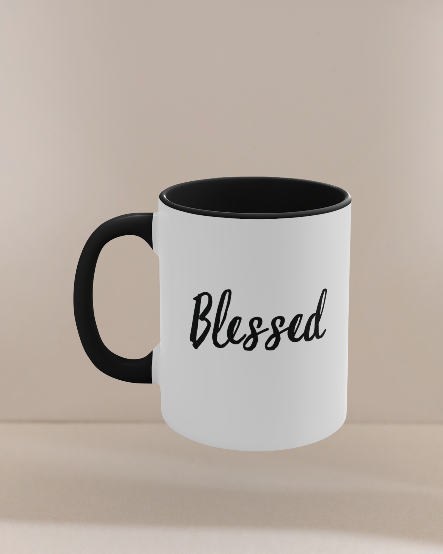 Blessed Ceramic 11oz Mug Two Toned Black and White Christian Gift