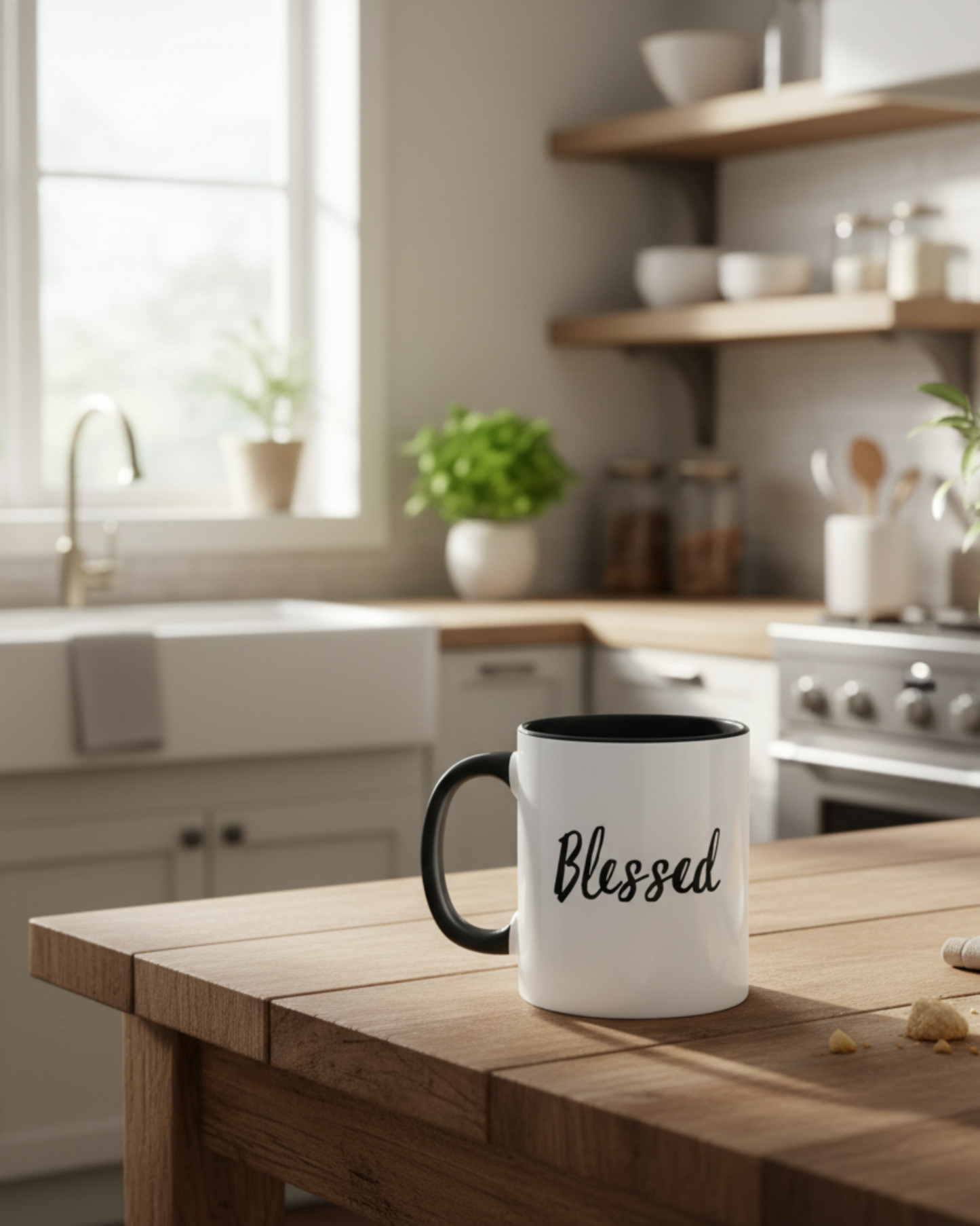 Blessed Ceramic 11oz Mug Two Toned Black and White Christian Gift