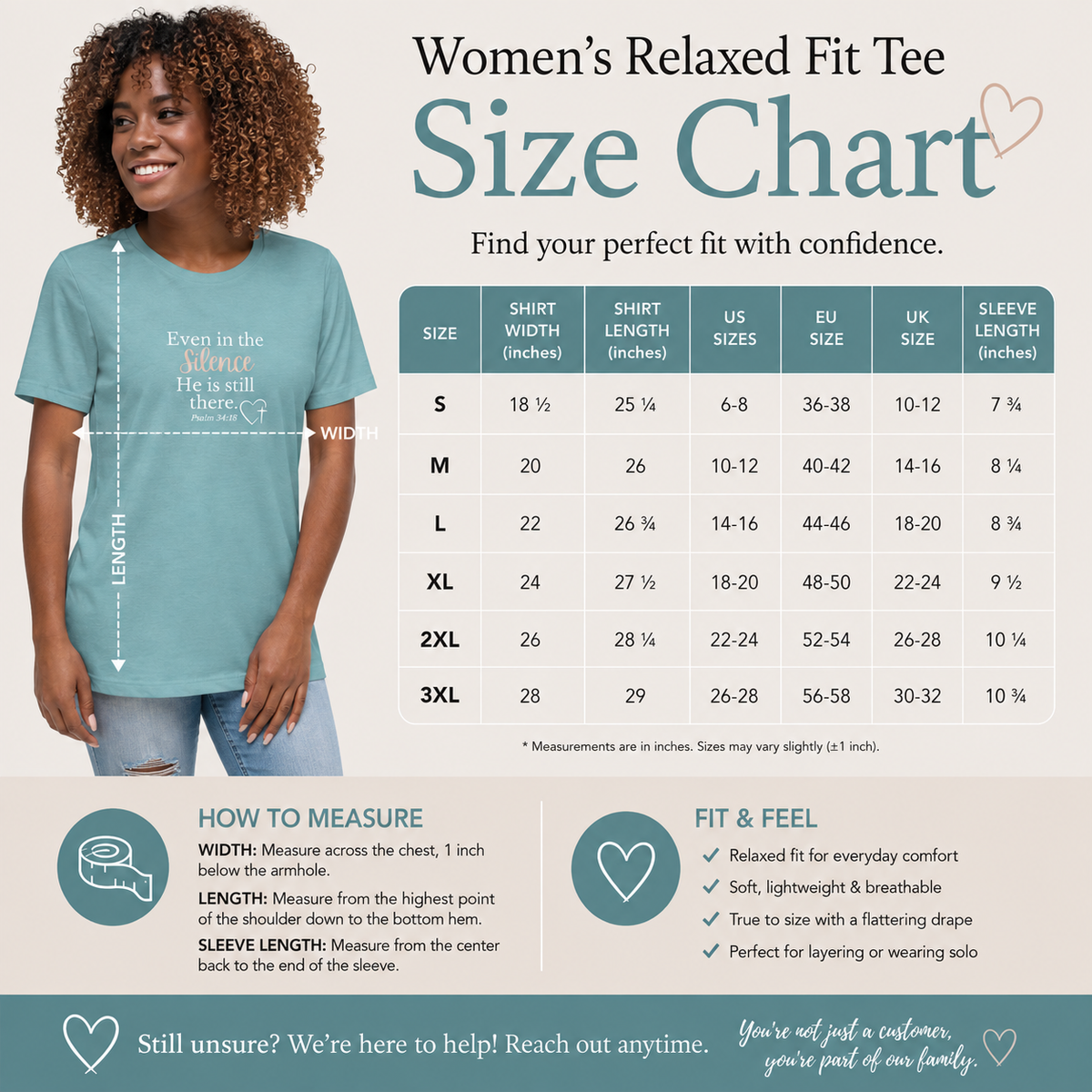 Even in the Silence He is Still There Psalm 34:18 Women's Relaxed T-Shirt