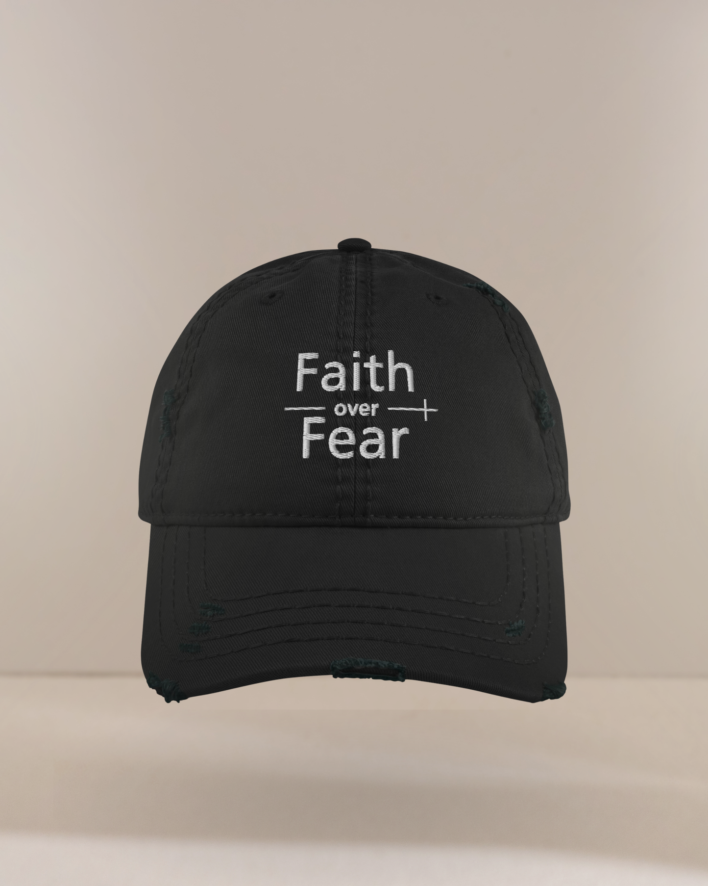 Faith Over Fear Distressed Cap – Unisex Christian Baseball Hat