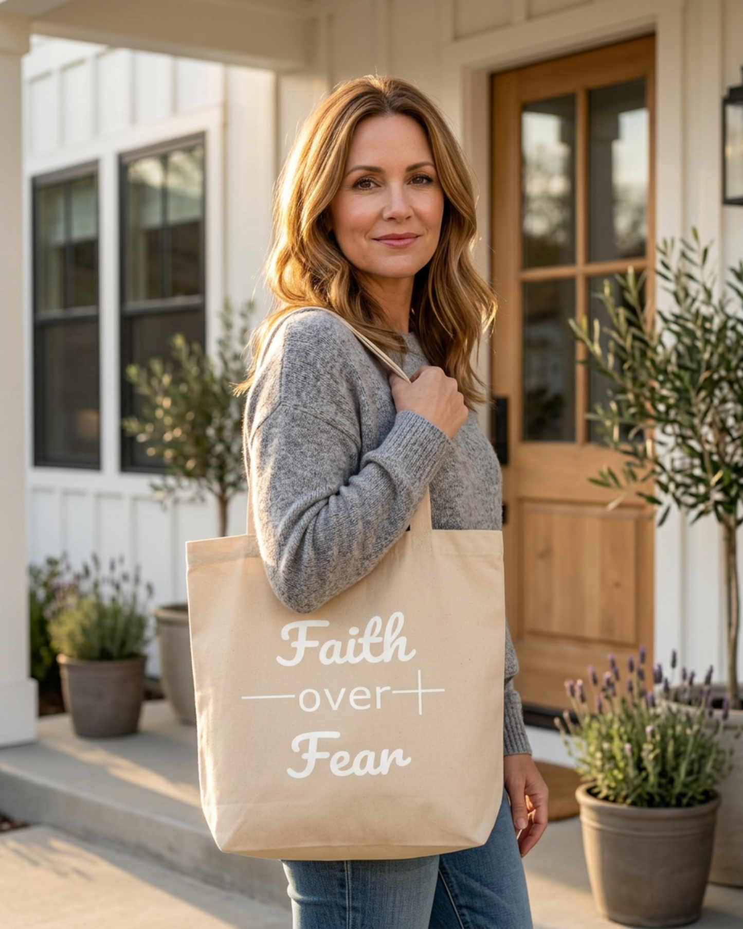 Faith Over Fear Christian Bible Verse Inspirational Eco Tote Bag