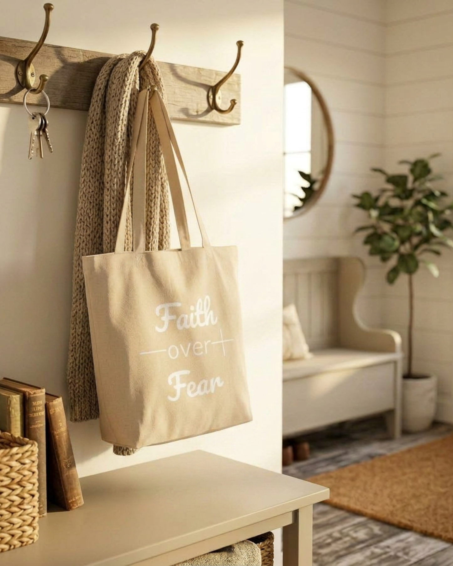 Faith Over Fear Christian Bible Verse Inspirational Eco Tote Bag