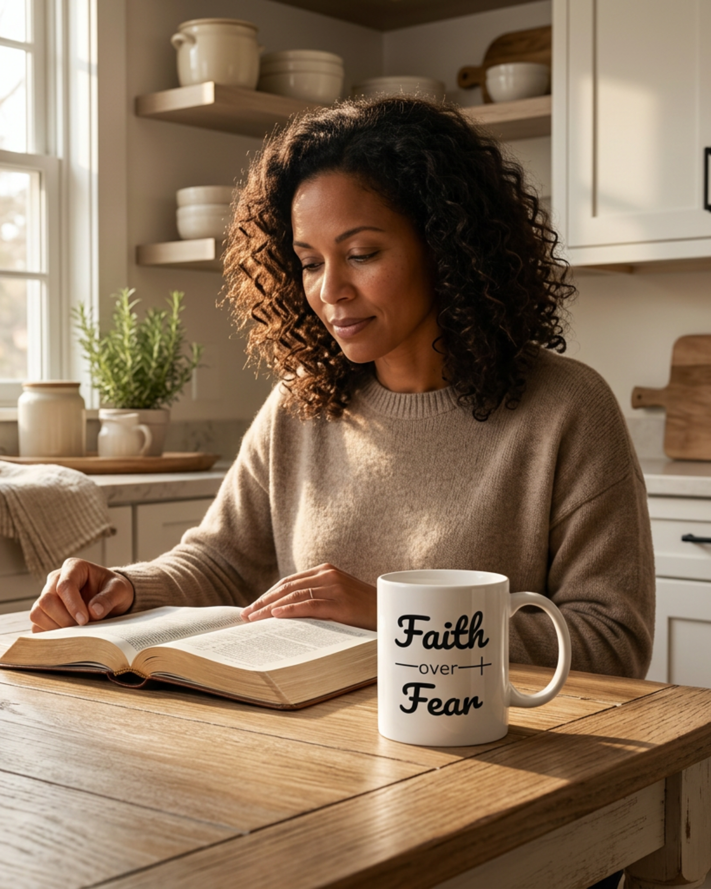 Faith Over Fear Christian Bible Verse Ceramic Mug (11oz, 15oz)