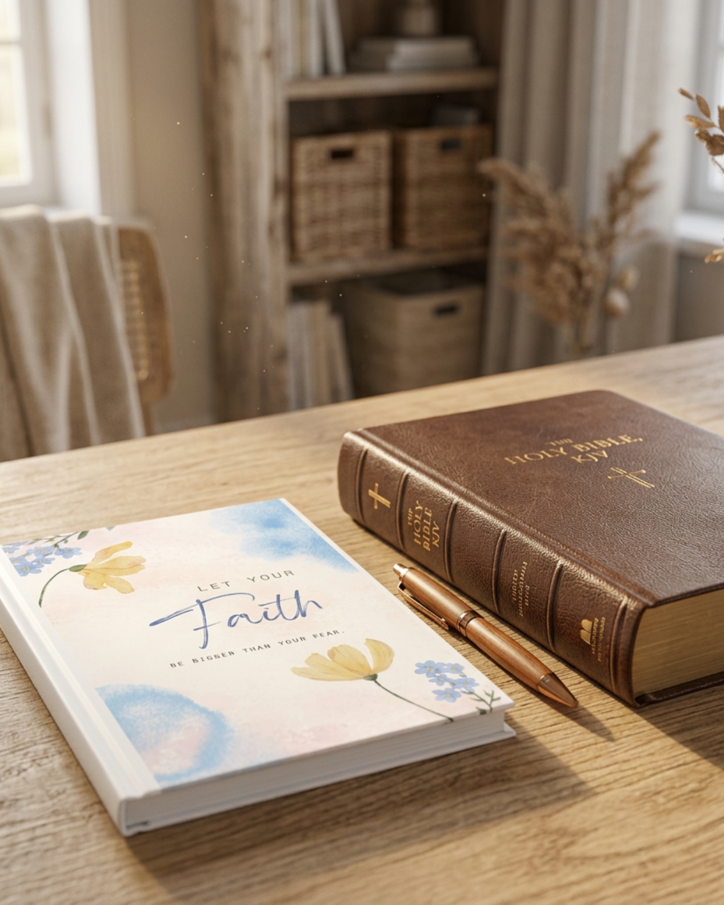 Faith Over Fear Inspirational Floral Hardcover Journal, Faith Journal, Gift for Students, Watercolor Notebook, Prayer Journal, Self-Care Diary