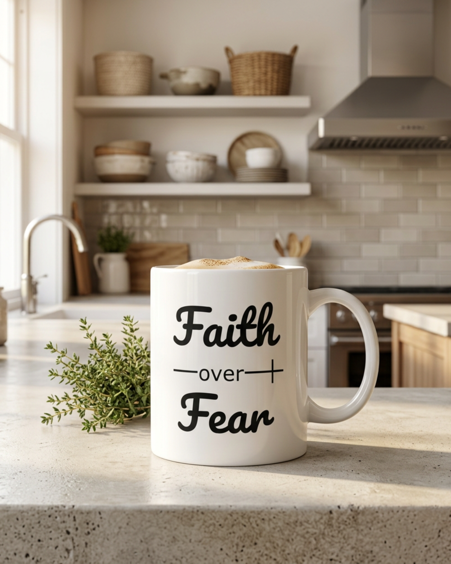 Faith Over Fear Christian Bible Verse Ceramic Mug (11oz, 15oz)