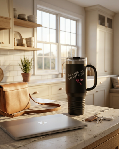 God is Within Her Insulated  40 oz Tumbler with Handle, Lid and Straw