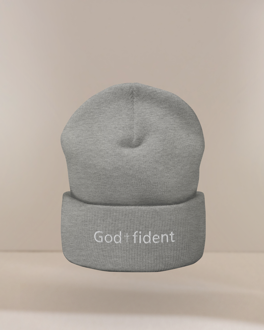 God-fident Beanie | Christian Embroidered Hat | Unisex Faith Winter Apparel for Women & Men