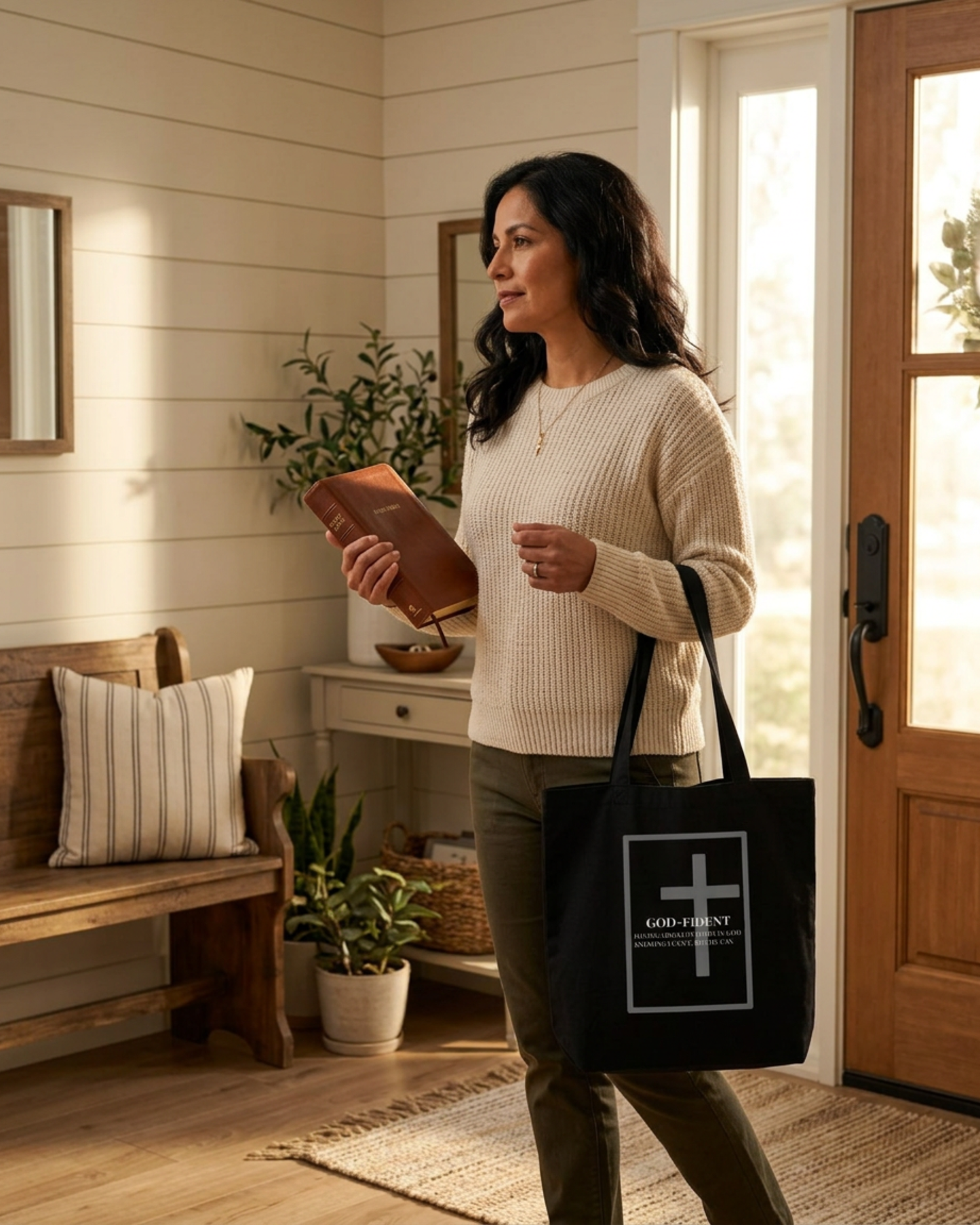 GOD-fident Organic Cotton Canvas Tote Bag | Christian Faith Tote | Bible Verse Bag for Women & Men of Faith & Daily Inspiration