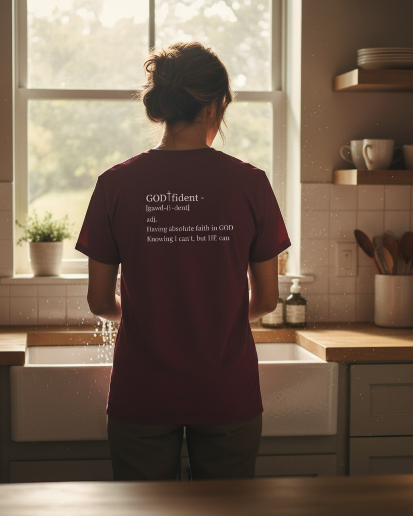 Not Confident, God-fident Christian T-Shirt | Faith Graphic Tee | Inspirational Bible Verse Shirt | Encouraging Christian Apparel