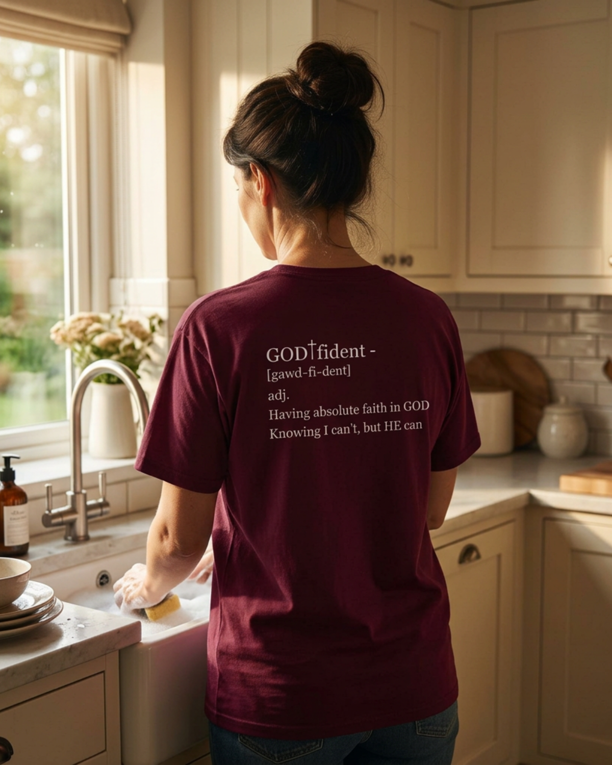 Not Confident, God-fident Christian T-Shirt | Faith Graphic Tee | Inspirational Bible Verse Shirt | Encouraging Christian Apparel