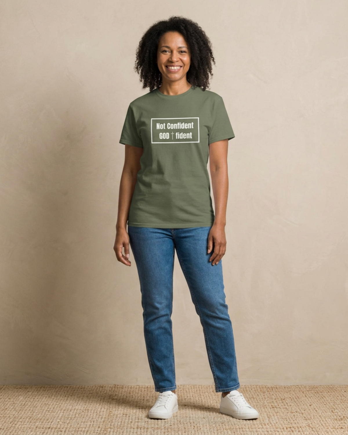 Not Confident, God-fident Christian T-Shirt | Faith Graphic Tee | Inspirational Bible Verse Shirt | Encouraging Christian Apparel