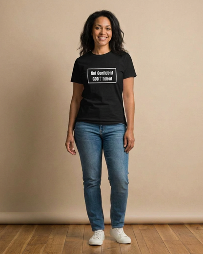 Not Confident, God-fident Christian T-Shirt | Faith Graphic Tee | Inspirational Bible Verse Shirt | Encouraging Christian Apparel