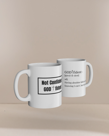 Not Confident, Godfident Christian Coffee Mug | Inspirational Godfidence Cup with Definition | Faith-Based Gift for Women & Men | Motivational Morning Reminder