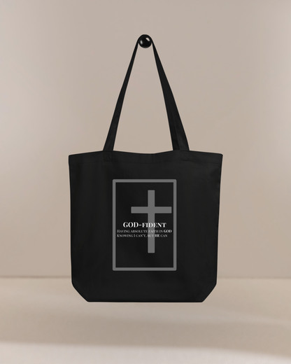GOD-fident Organic Cotton Canvas Tote Bag | Christian Faith Tote | Bible Verse Bag for Women & Men of Faith & Daily Inspiration