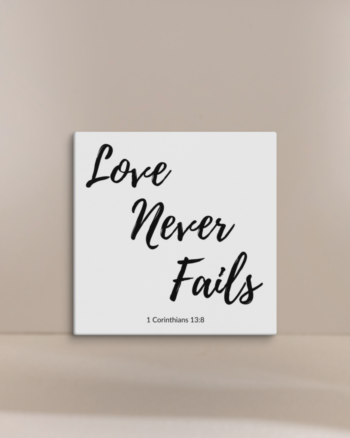 Love Never Fails 8 X 8 Christian Bible Verse Wall Canvas