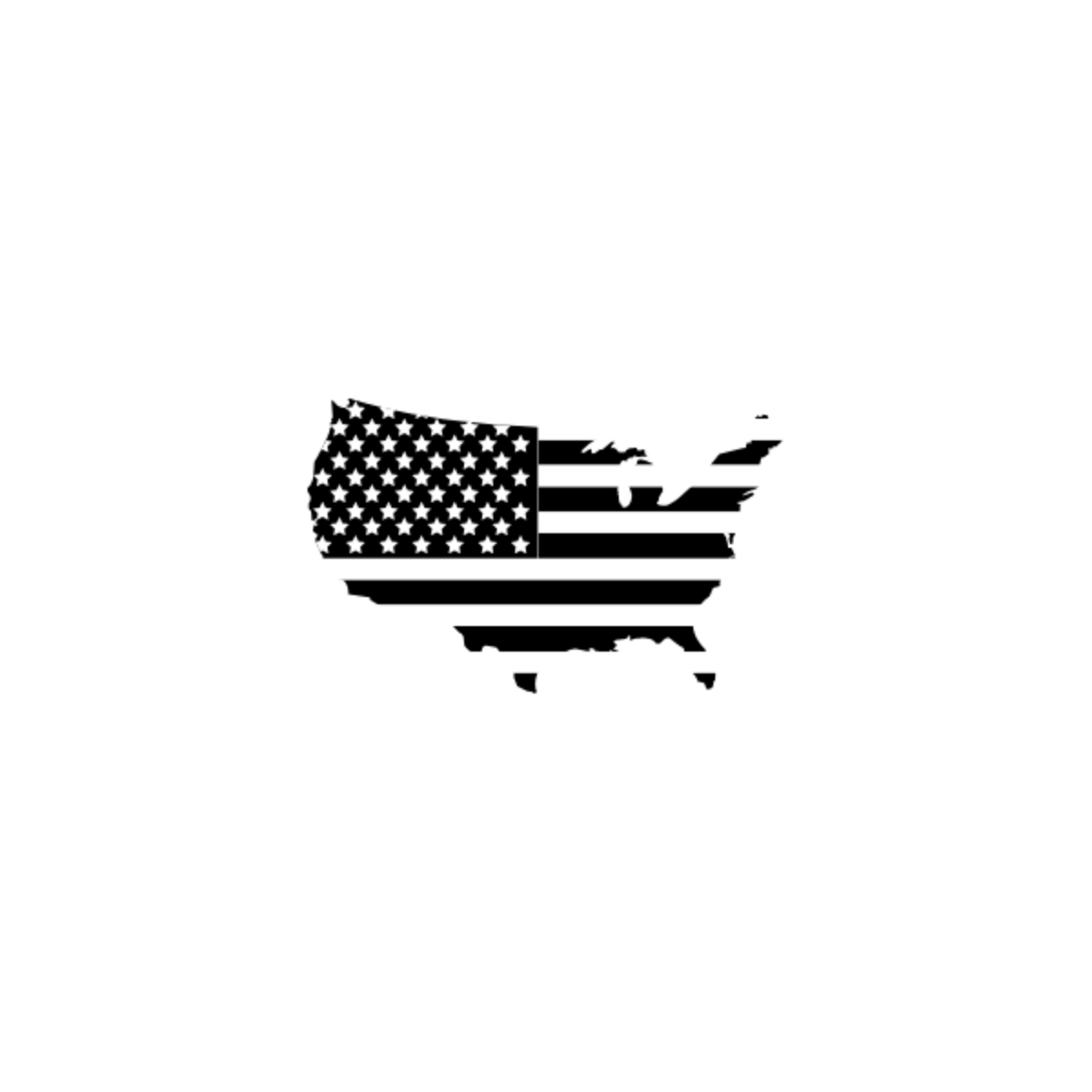 American flag with a map of the United States inside on a white background