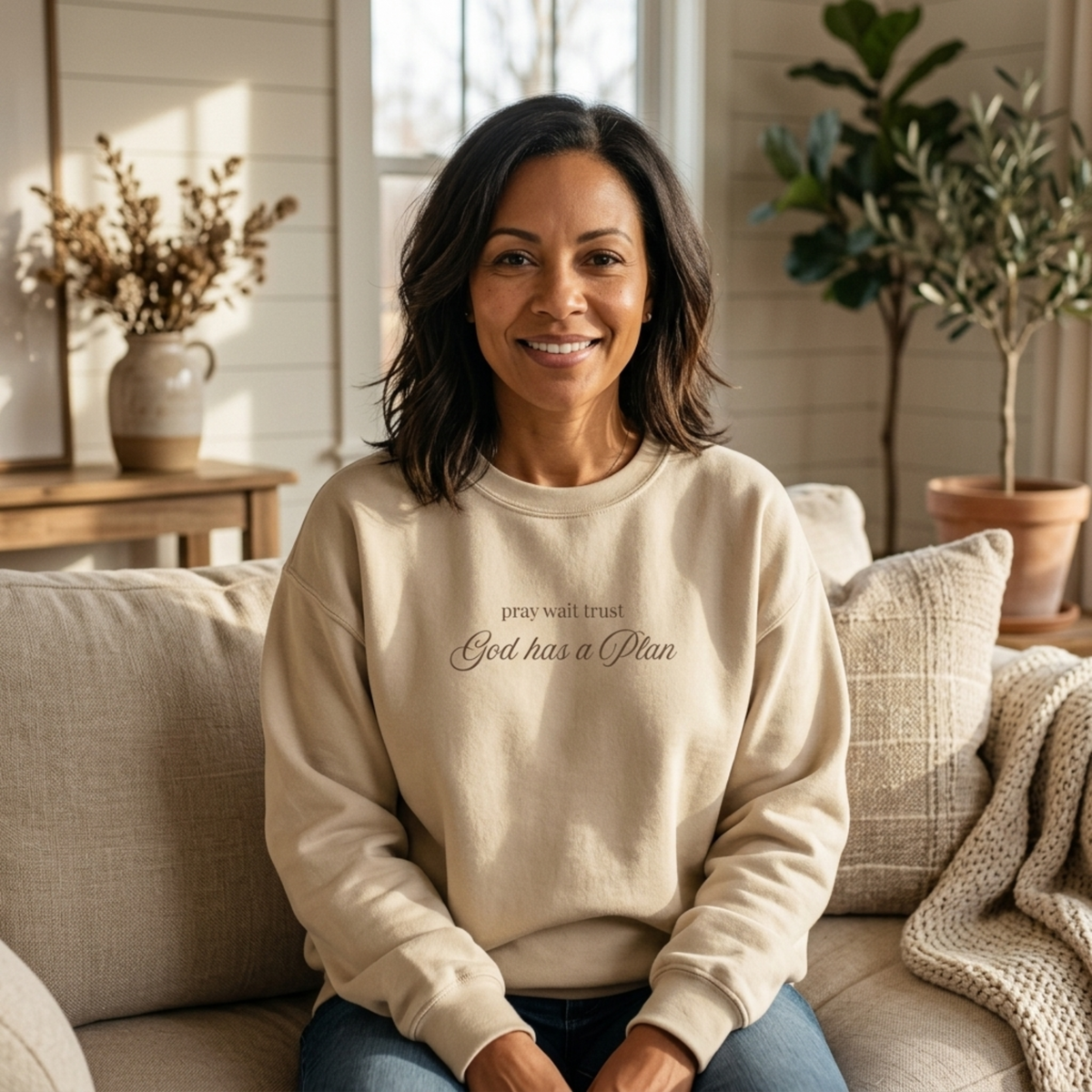 Pray, Wait, Trust - God Has a Plan Christian Sweatshirt