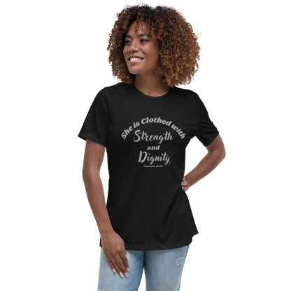 Women's She Is Clothed With Strength & Dignity Proverbs 31 Christian Tee