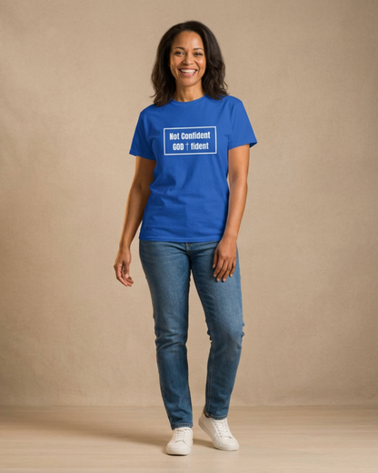 Not Confident, God-fident Christian T-Shirt | Faith Graphic Tee | Inspirational Bible Verse Shirt | Encouraging Christian Apparel