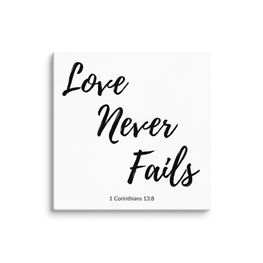 Love Never Fails 8 X 8 Christian Bible Verse Wall Canvas