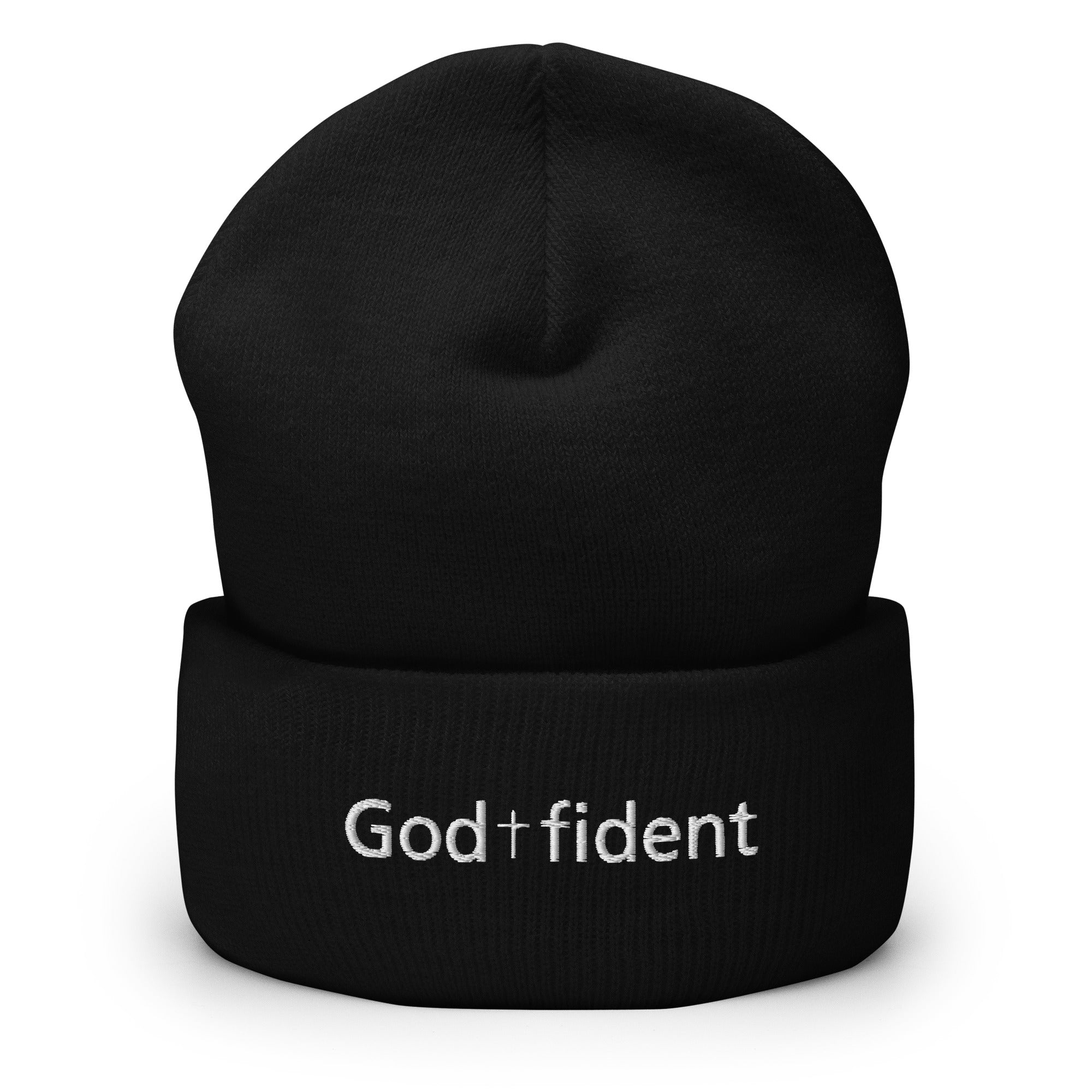 Godfident Embroidered Cuffed Beanie | Christian Winter Hat for